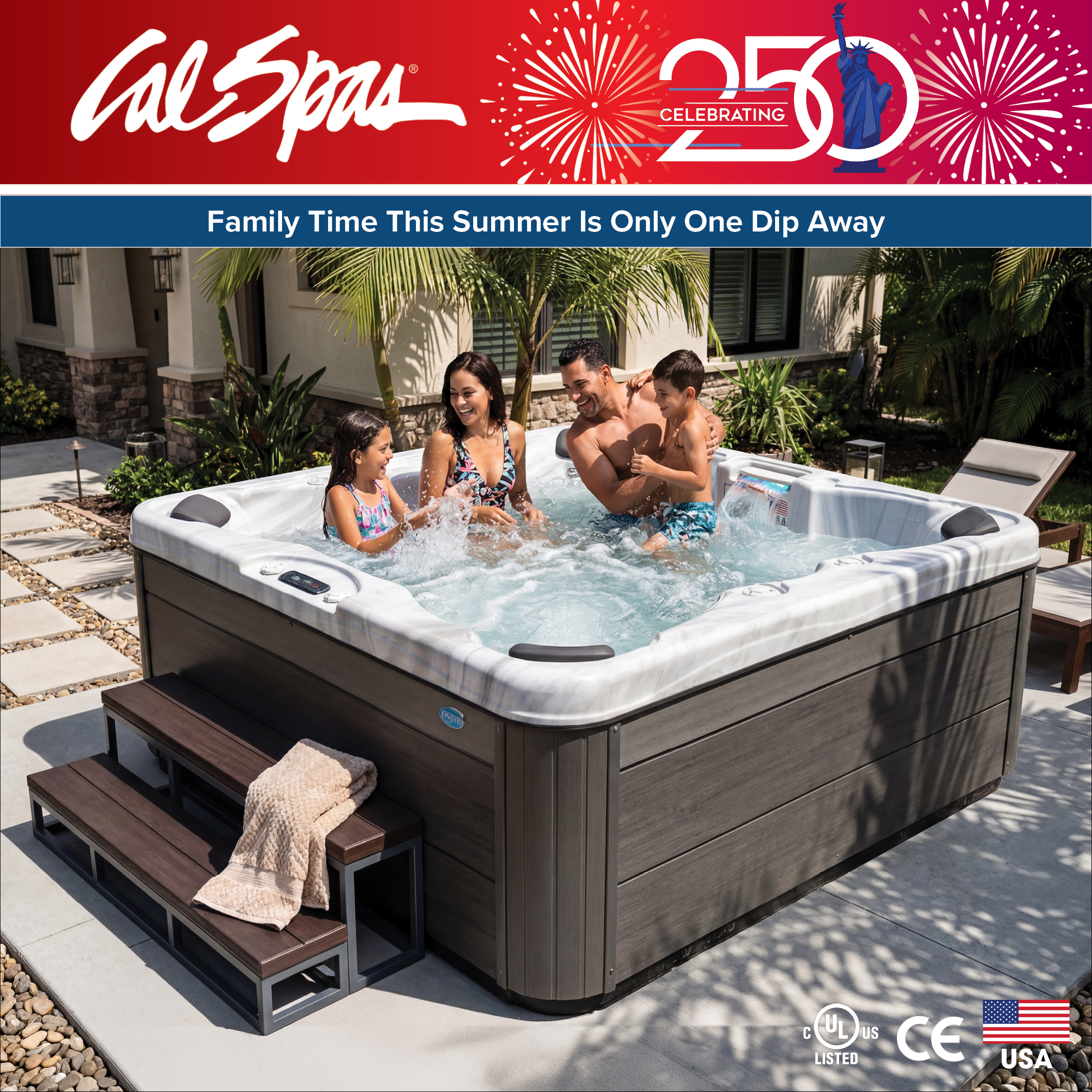 Calspas hot tub being used in a family setting - Chicopee